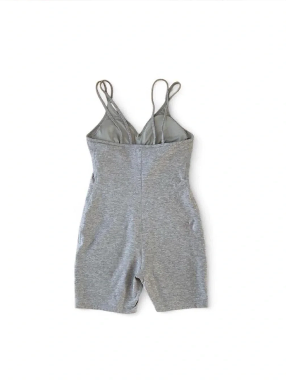 Alo Yoga Alosoft Suns Out Onesie Athleisure Grey V Neck Biker One Piece Woman M